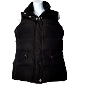 Talbots Black Puffer Vest‎ Petites P (Sm) Down Feather Fill Warm Cozy Minimalist